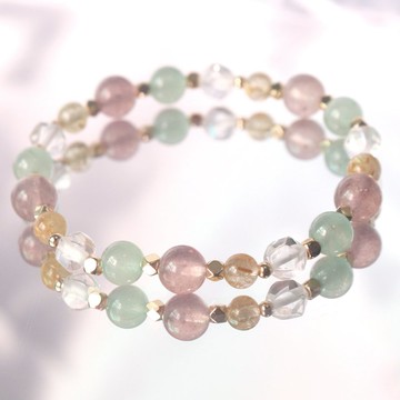 草莓晶-白水晶-金髮晶-招財-工作運-舒壓-水晶手鍊