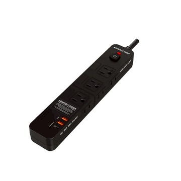 ADAMOUTDOOR 4開6插30W PD平貼式延長線 家用款 1.8M  黑色  1組