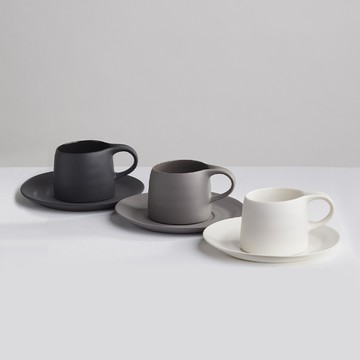 3,co - 卡布奇諾杯碟組(2件式) - 三款任選 - 180 ml - 黑