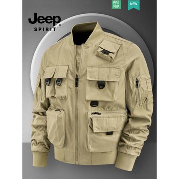 JEEP SPIRIT美式空中飛行員夾克男士軍事風短款外套棒球服男潮秋