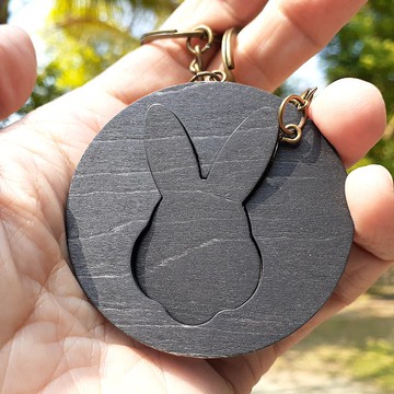 手工木作創意鑰匙圈  生肖_兔圈圈