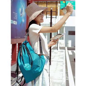 m square可折疊旅行雙肩包戶外防水大容量束口袋頭盔包女輕便背包