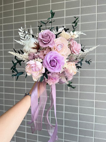 仙氣款/永生花紫色捧花/新娘捧花/登記結婚