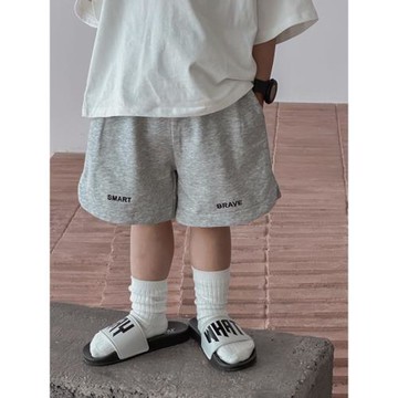 夏裝韓國兒童寶寶男童童裝刺繡字母運動褲休閑寬松直筒五分褲潮牌