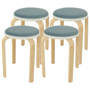 曲木餐椅凳子組 聚酯纖維 泡棉坐墊 天鵝絨坐墊  霧海藍  4張