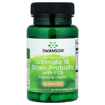 Swanson Vitamins, Dr. Stephen Langer 高階 16 菌株益生菌，含低聚果糖，30 粒全素 EMBO Caps® AP 膠囊