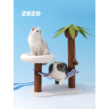 zeze 椰樹小島貓爬架貓抓柱貓咪磨爪立式抓板貓窩吊床一體不占地
