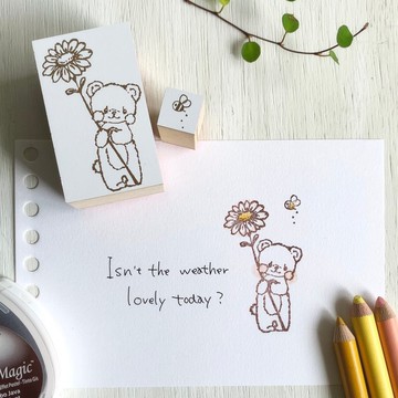 橡皮章【來送花囉 小熊與蜜蜂印章一組兩入】