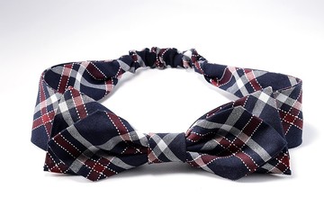 【ZAZAZOO】大蝴蝶結氣質髮帶--海軍藍格紋