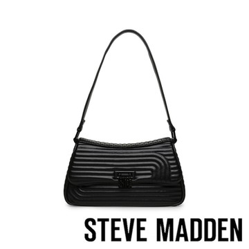 STEVE MADDEN-BKES 壓紋拼接腋下馬鞍包-黑色