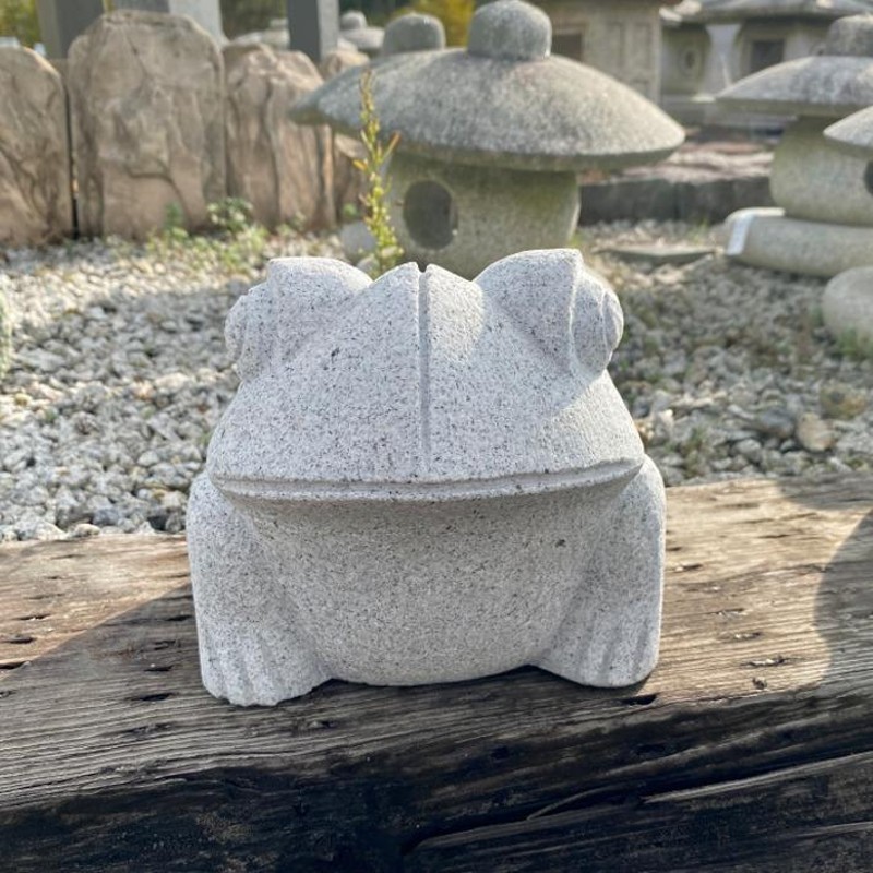 カエル（中）御影石 かえる 蛙 置物 置き物 玄関 エントランス
