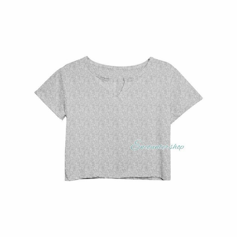 薄いグレー　クロップドシャツ レディース 半袖 コットンクロップドシャツ - グレーブルー - レディース | H&M JP