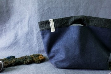 礦工手袋 | 丹寧藍 x黑 | 底部大容量 手提袋 便當袋 置物袋 貓窩