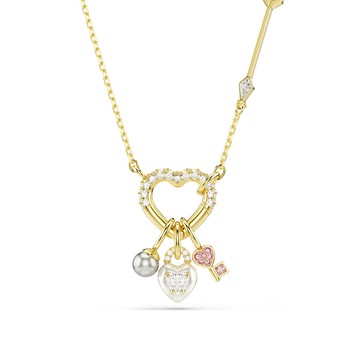 SWAROVSKI 施華洛世奇 Idyllia 心動愛意與邱比特之箭水晶項鍊-金色(5737290)