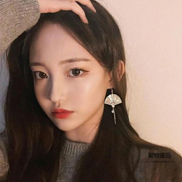 扇子耳環女復古民族風超仙耳飾古風耳墜優雅飾品【聚物優品】