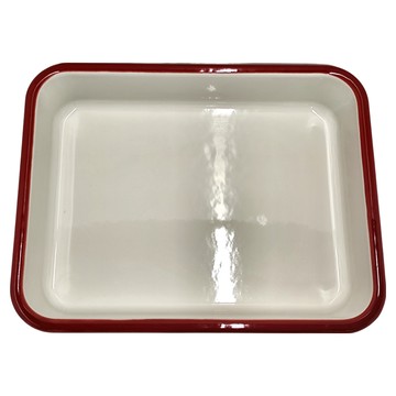 FUJIHORO 琺瑯調理盤 0.7mm厚鋼板 耐酸鹼 不易著色著味  紅色  1.7L  1個