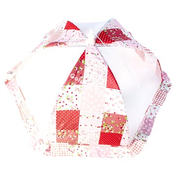 NeedsLabo 六角形食物罩 花卉紅底  小(打開46 x 20cm)  1個