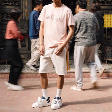 EDWIN 男款 白沙屯 媽祖聖母冠潮流短袖T恤 (淡粉紅) #上衣