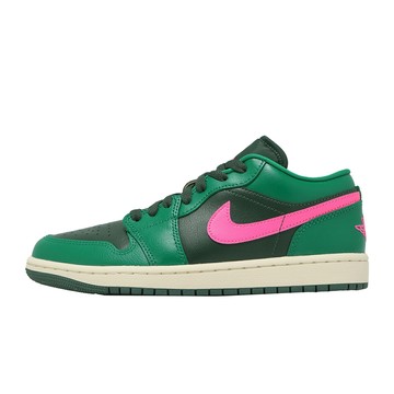 Nike 休閒鞋 Wmns Air Jordan 1 Low 女鞋 綠 黑 螢光粉 AJ1 喬丹