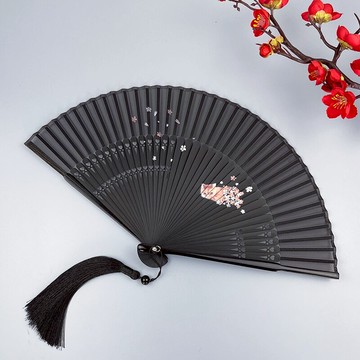 扇子折扇古風貓咪北極熊女式兒童夏季日用扇攝影裝飾流蘇舞蹈扇子