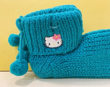 【震撼精品百貨】Hello Kitty 凱蒂貓 三麗鷗 KITTY針織毛線襪-綠*27250 震撼日式精品百貨