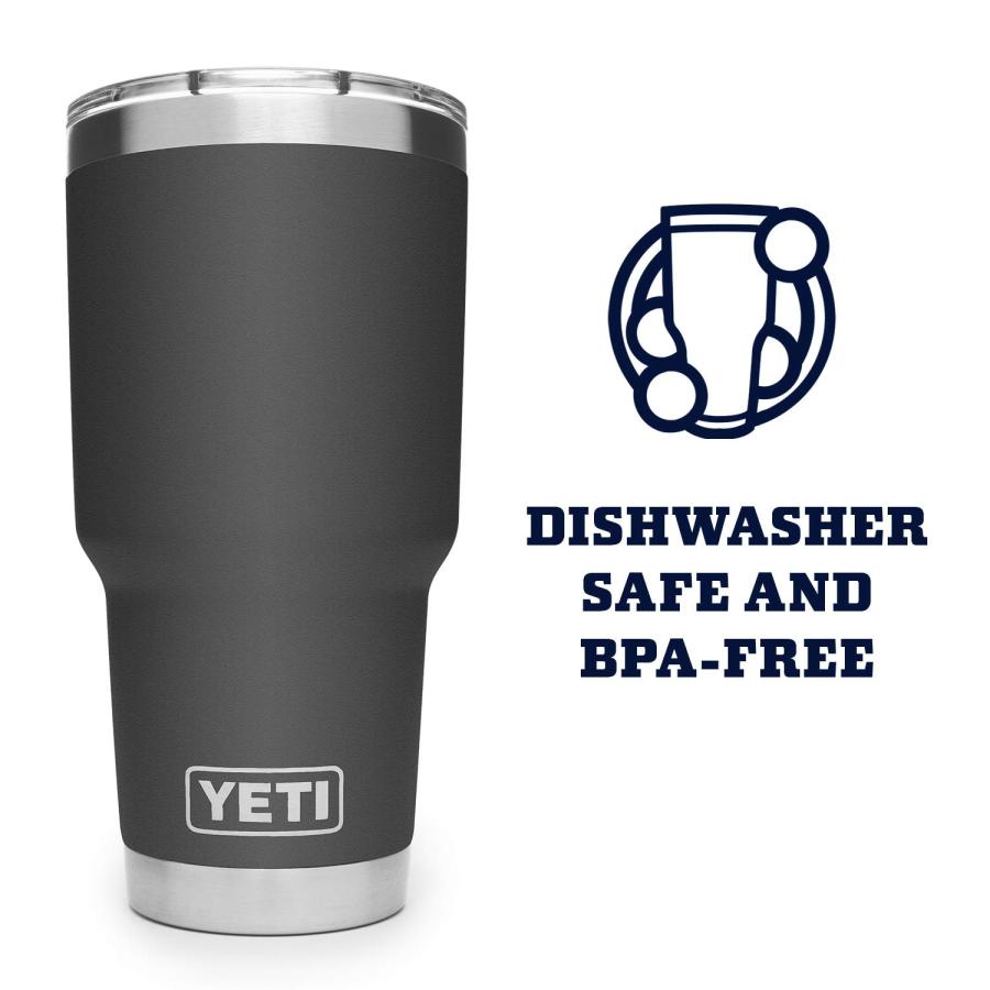 YETI Rambler 30オンス タンブラー マグスライダー蓋付き 真空断熱 ステンレス製、チャコール