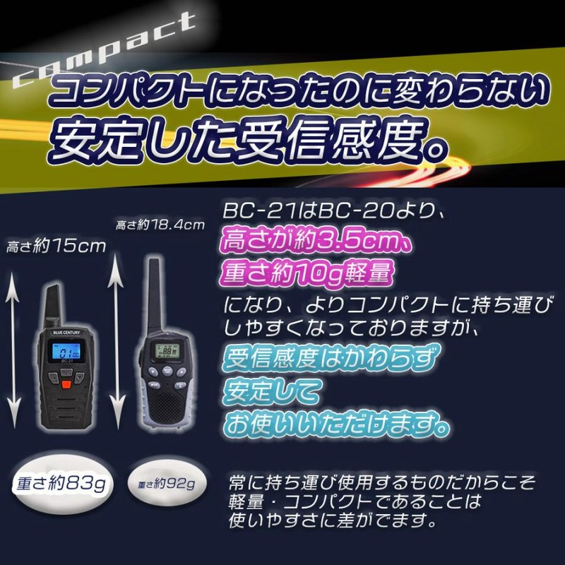 トランシーバー 2台セット ＆ 耳掛け イヤホンマイク 2個 付属