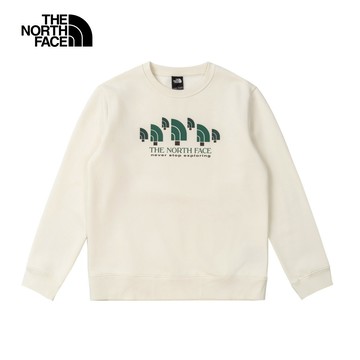The North Face北面女款米白色舒適保暖胸前趣味品牌印花長袖大學T｜8AT1QLI