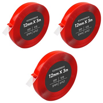 DADA 高黏度無痕防水雙面膠帶 12mm x 3m  透明  3捲