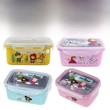 韓國進口飯盒冰雪奇緣304不銹鋼兒童學生便攜飯盒分隔飯盒1100ML
