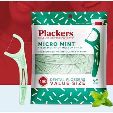 美國進口plackers牙線棒牙籤線超細家庭裝獨立包裝二合一剔牙神器
