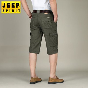 夏季品牌男士直筒寬松七分休閑褲工裝褲多口袋休閑短褲子薄款J253