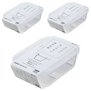 INOMATA 1835角型 白色 850ml 1組 - 日本製造 透明 冰箱收納  3 個保鮮盒