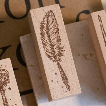 復古文具店 印章 - 羽毛沾水筆