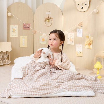 雙面四季午睡被組 -  焦糖格子 【唯一韓國製Duraron涼感布料】