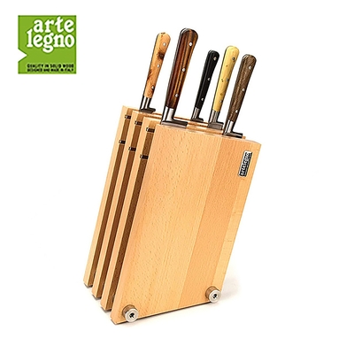 【義大利Artelegno愛塔】O3 米蘭系列實心山毛櫸木4片元素磁性刀座