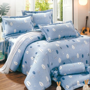 床罩組-雙人加大 / 精梳棉六件式 / 雪兔森林 台灣製