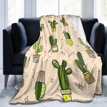 成人仙人掌毛毯可愛多肉植物花卉蓋毯禮物女士女孩復古輕質柔軟羊