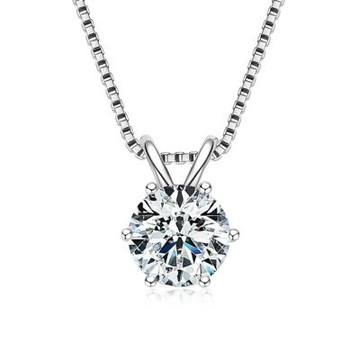 MoonDy 高級感 銀飾 飾品 六爪項鍊 女生項鍊 莫桑鑽項鍊 項鍊 一克拉項鍊 s92