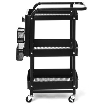 特力屋 烤漆洞洞板三層活動置物架/收納推車 黑色