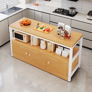 廚房多功能置物架櫥柜落地切菜桌子工作臺多層微波爐收納柜窄邊柜