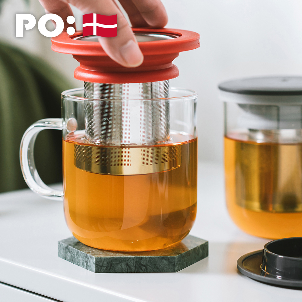 PO: 丹麥泡茶玻璃杯350ml 2.0 (黑+紅)
