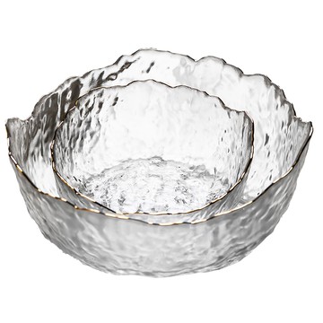 瑞典廚房 花型玻璃沙拉碗3件組 330ml + 650ml + 1.5L  1組  透明色