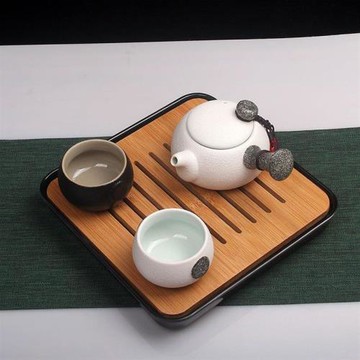 小茶具套裝家用一壺二兩四杯整套功夫旅行茶具酒店客房干泡竹茶臺