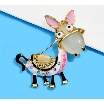 ANGEL 可愛驢子閃亮鋯石胸針別針2用(2色可選)
