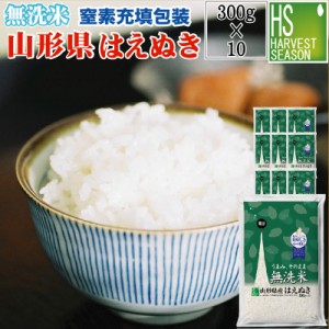 新米 令和5年産 無洗米 山形県産 はえぬき300g(2合)×10袋(計3kg)