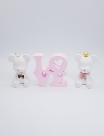 LOVE字母-皇冠蝴蝶結墜飾鼻鑽小熊擴香石-生日禮-婚禮小物