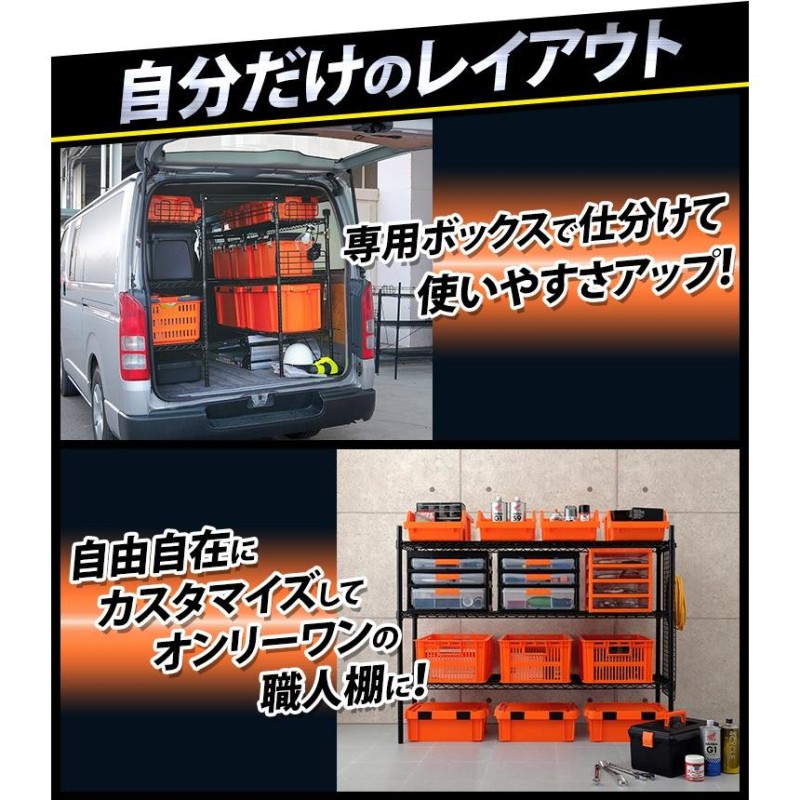 抽選であたる／ 車 収納 車載ラック ワゴン ワンボックスカー 建設業 カー用品 職人の車載ラック ブラック アイリスオーヤマ WSR-1412A  新生活 | LINEブランドカタログ