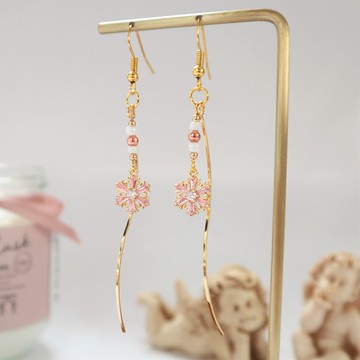 【氣質系列】冬日氣息 雪花 S型流蘇 防敏感耳環