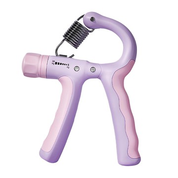 輕量可調節R字握力器 5-20kg 耐磨防摔 鋁釘設計 高強度合金彈簧  10 x 14cm  粉紫色  1組